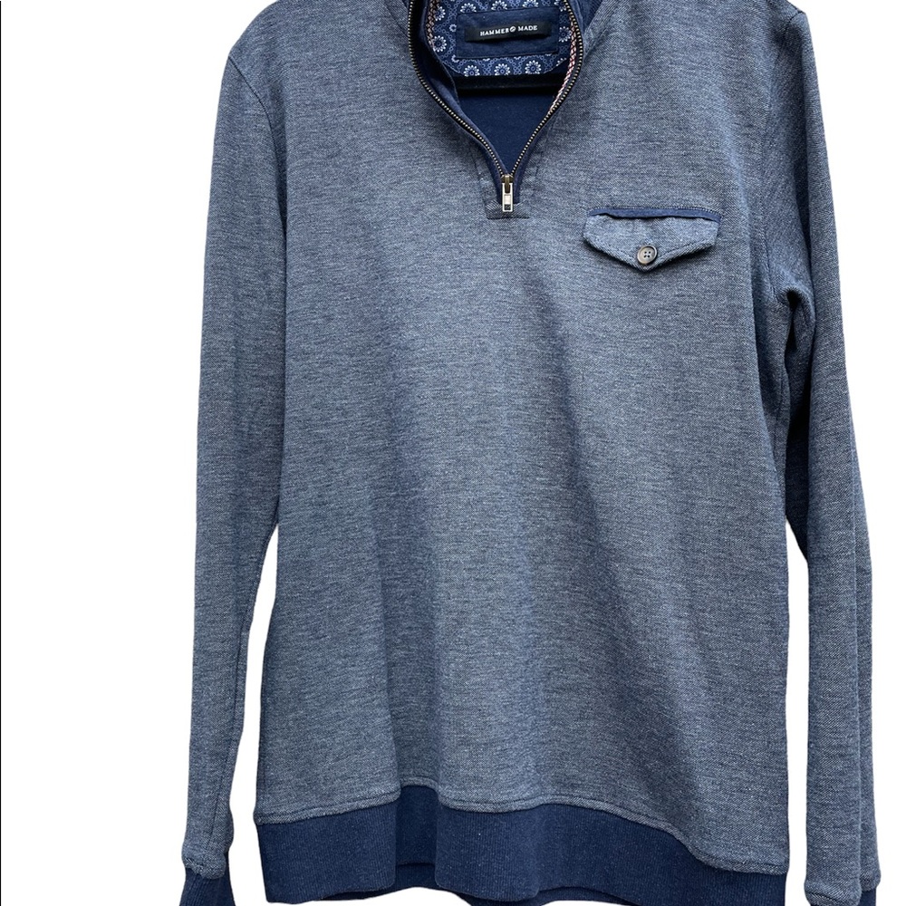 Hammer Made sweater 1/4 zip heather blue pullover collared